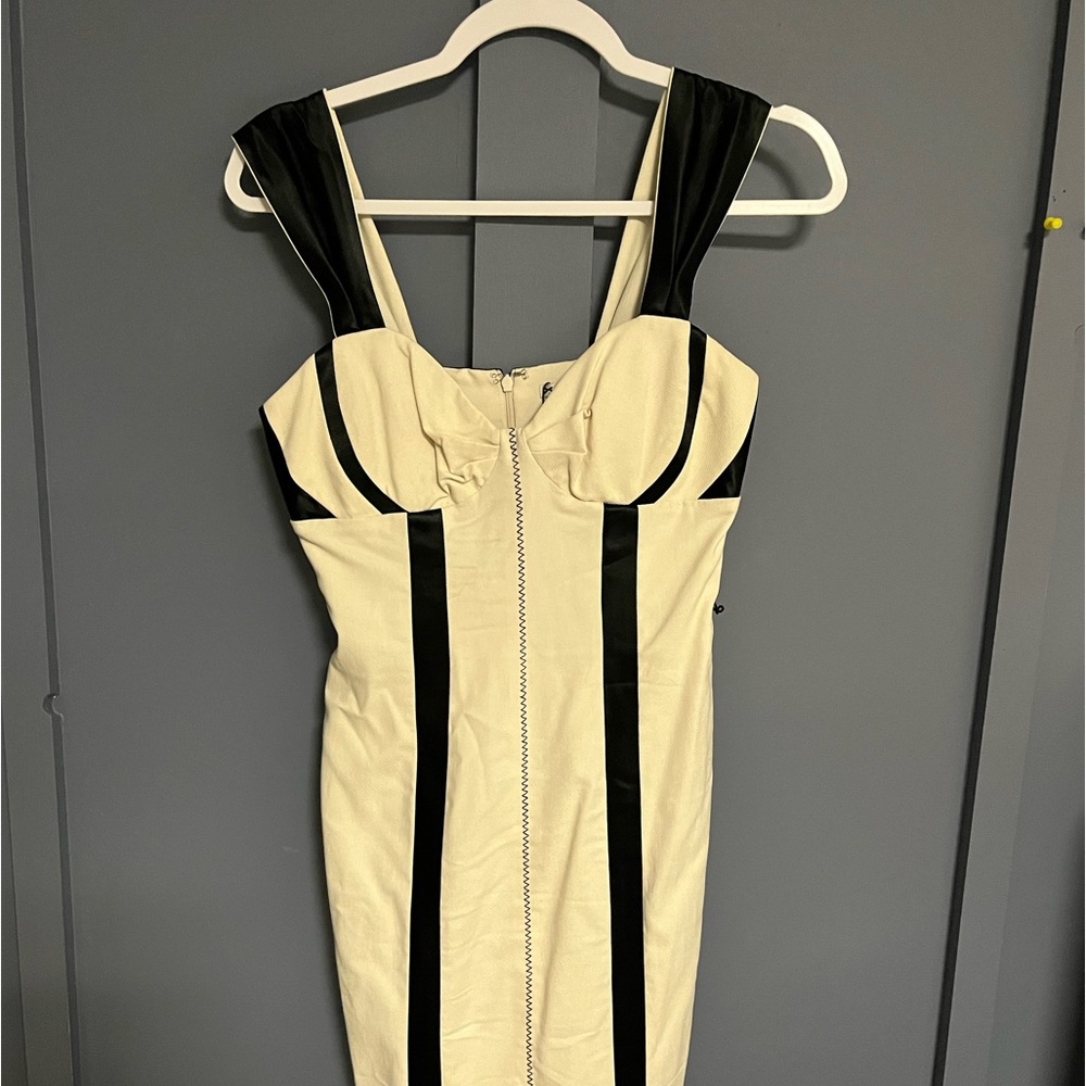Yoana Baraschi Black and White Corset Zip Up Dress Size 2